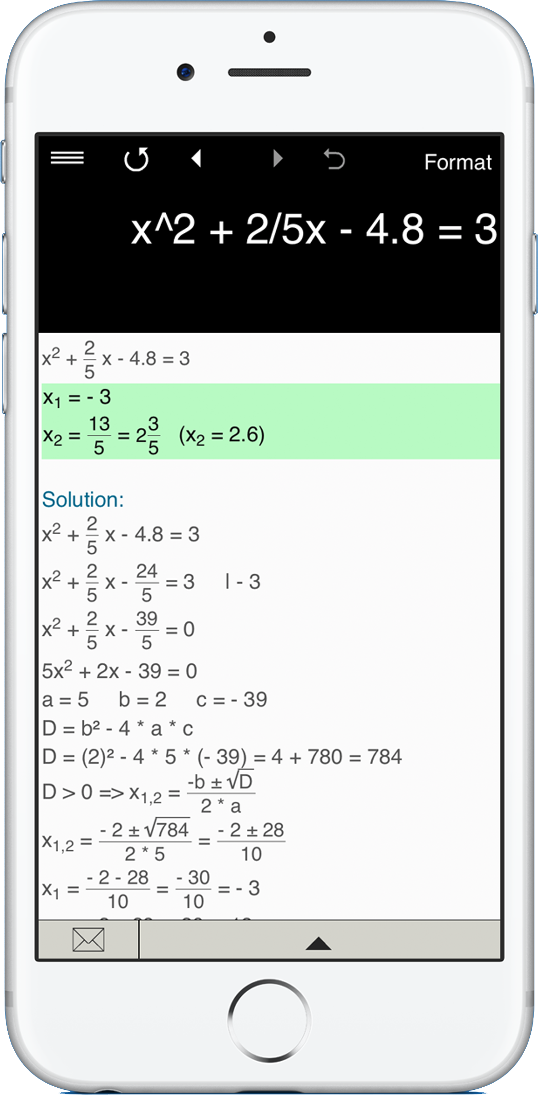 Calculator for equations with fractions and brackets