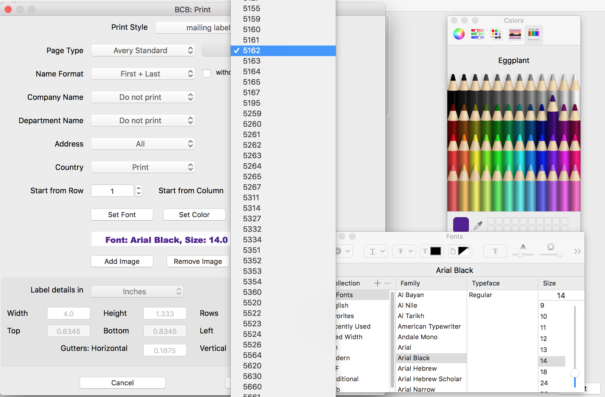 Print label settings