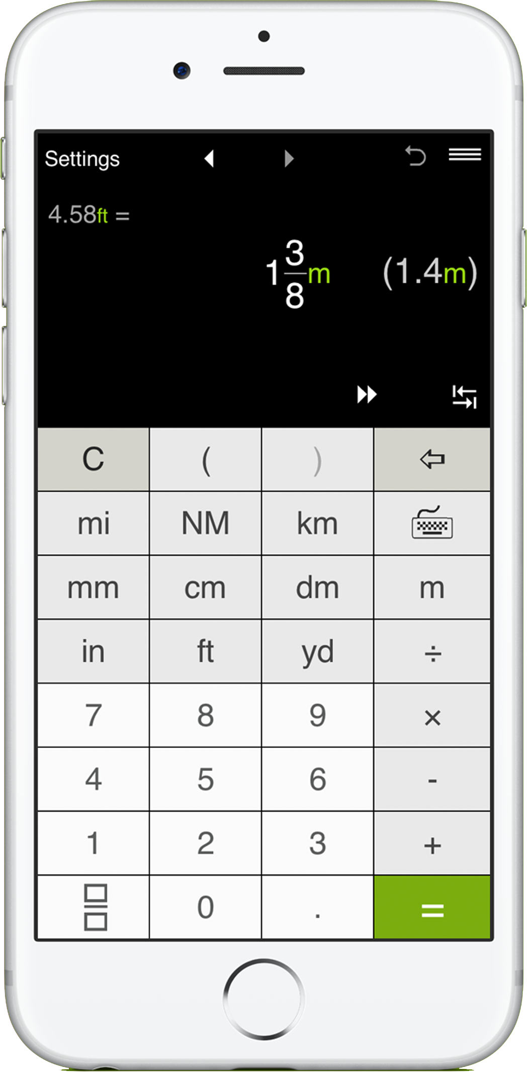 Unit calculator with fractions